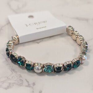 J.Crew Factory Crystal and Pearl Stretch Bracelet